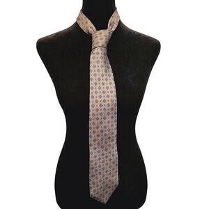Vintage Oleg Cassini Silk Bronze Polka Dot Pattern Necktie